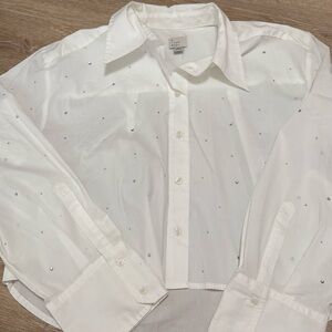 a new day rhinestone crop button down 🤍 size medium